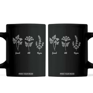 Fennel Dill Thyme Subtle FDT Coffee Mug Botanical Herb Line Art Political Satire TS02 Black Print Your Wear