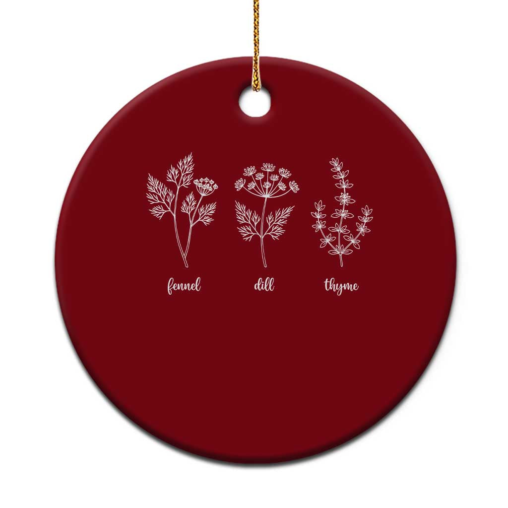 Fennel Dill Thyme Subtle FDT Ceramic Ornament Botanical Herb Line Art Political Satire TS02 1pc Red Print Your Wear