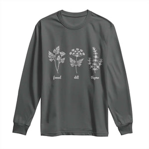 Fennel Dill Thyme Subtle FDT Long Sleeve Shirt Botanical Herb Line Art Political Satire TS02 Dark Heather Print Your Wear