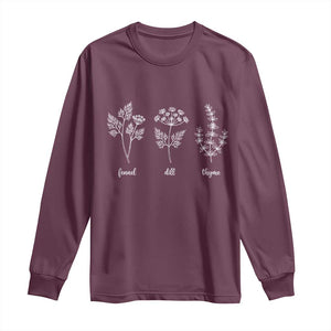 Fennel Dill Thyme Subtle FDT Long Sleeve Shirt Botanical Herb Line Art Political Satire TS02 Maroon Print Your Wear