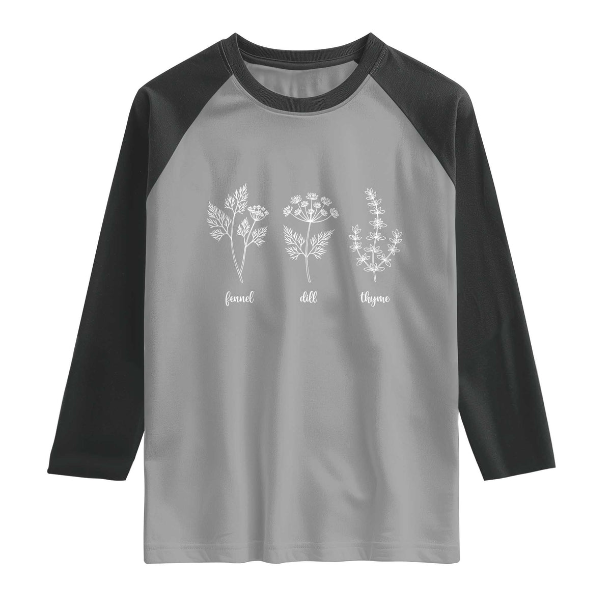 Fennel Dill Thyme Subtle FDT Raglan Shirt Botanical Herb Line Art Political Satire TS02 Sport Gray Black Print Your Wear
