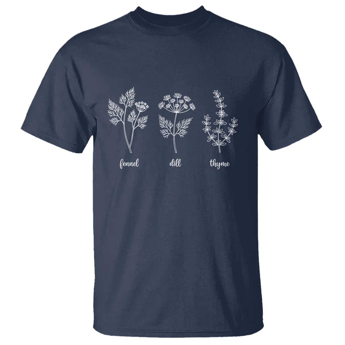 Fennel Dill Thyme Subtle FDT T Shirt Botanical Herb Line Art Political Satire TS02 Navy Print Your Wear