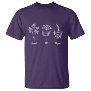 Fennel Dill Thyme Subtle FDT T Shirt Botanical Herb Line Art Political Satire TS02 Purple Print Your Wear