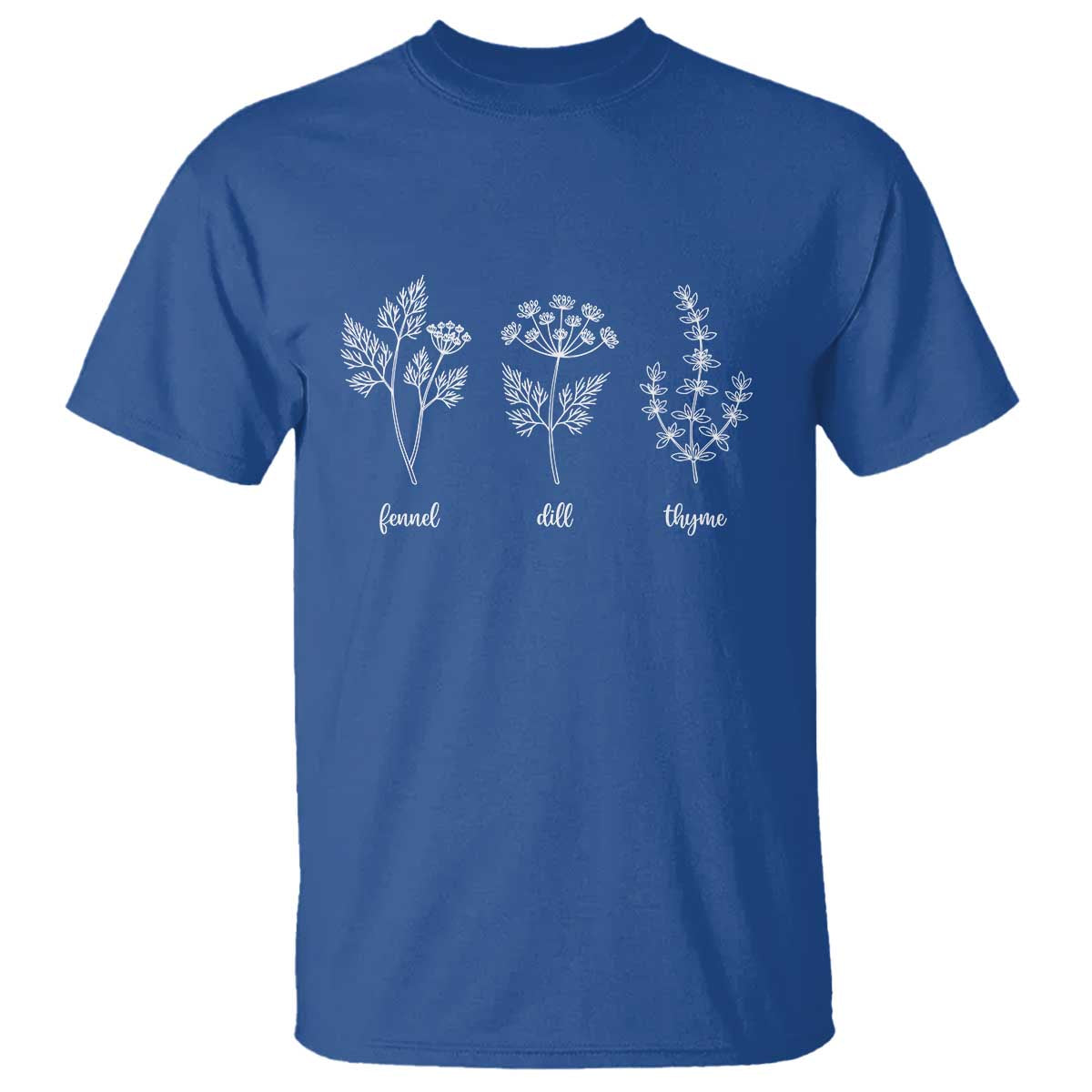 Fennel Dill Thyme Subtle FDT T Shirt Botanical Herb Line Art Political Satire TS02 Royal Blue Print Your Wear