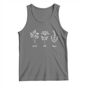 Fennel Dill Thyme Subtle FDT Tank Top Botanical Herb Line Art Political Satire TS02 Black Heather Print Your Wear