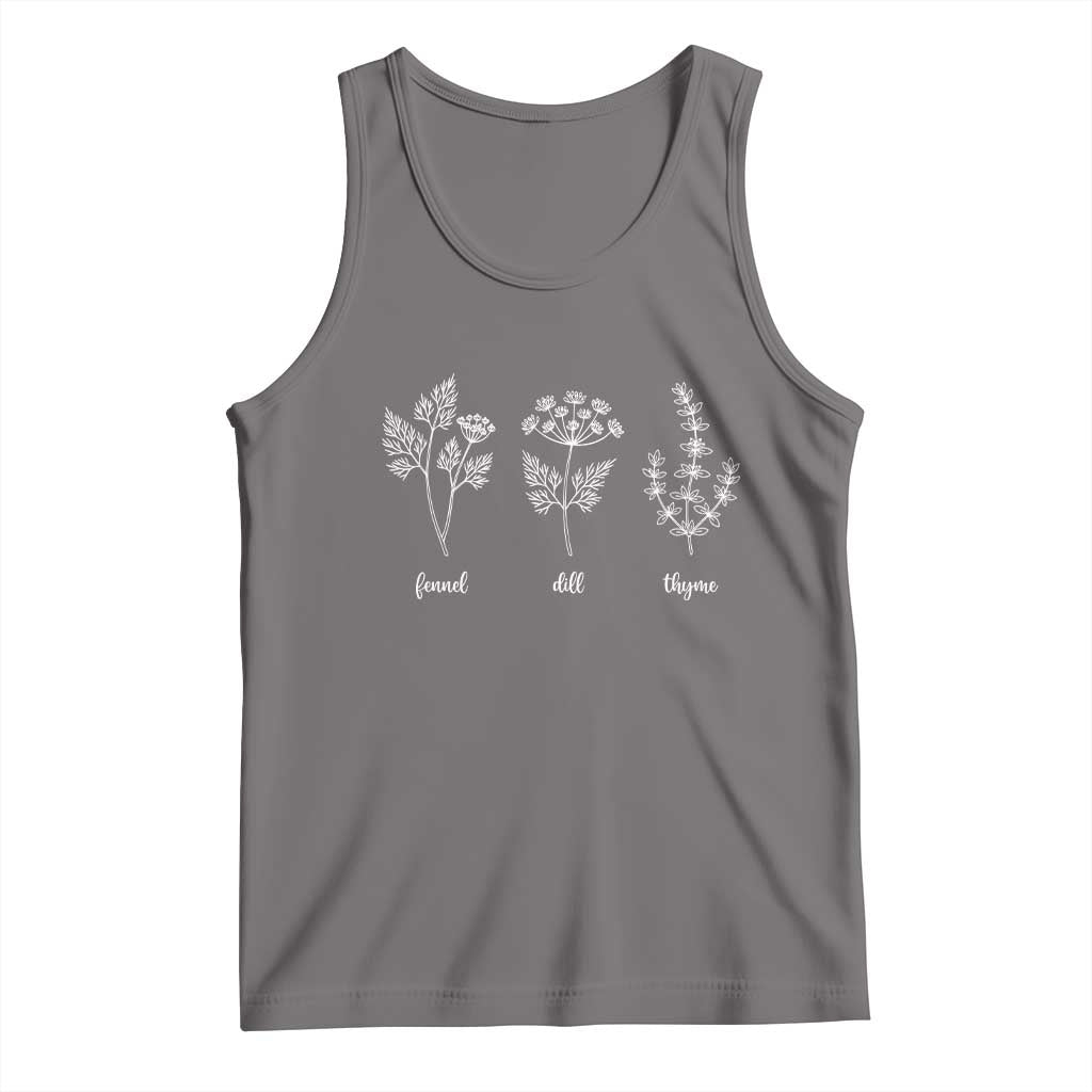 Fennel Dill Thyme Subtle FDT Tank Top Botanical Herb Line Art Political Satire TS02 Deep Heather Print Your Wear
