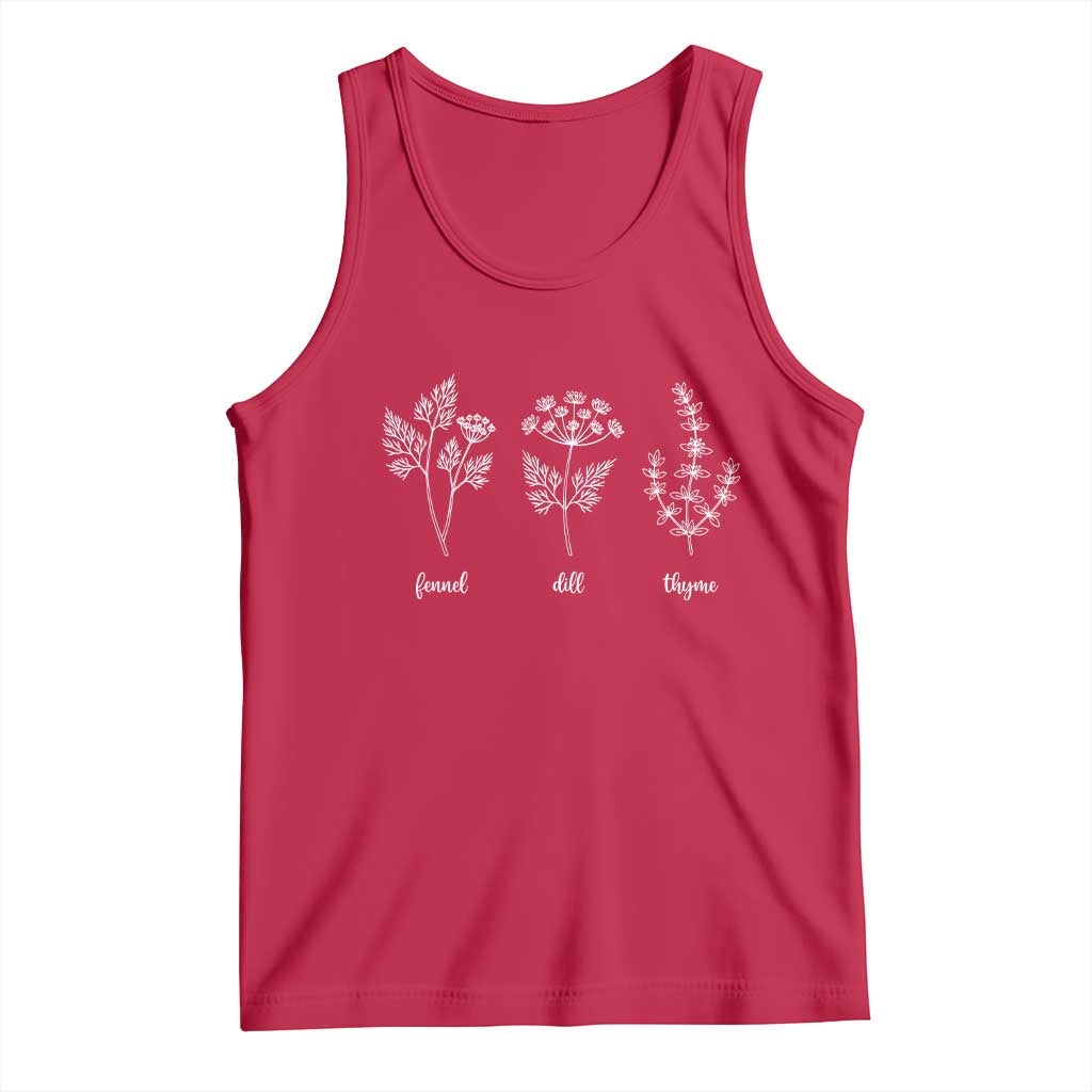 Fennel Dill Thyme Subtle FDT Tank Top Botanical Herb Line Art Political Satire TS02 Red Print Your Wear