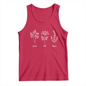 Fennel Dill Thyme Subtle FDT Tank Top Botanical Herb Line Art Political Satire TS02 Red Print Your Wear
