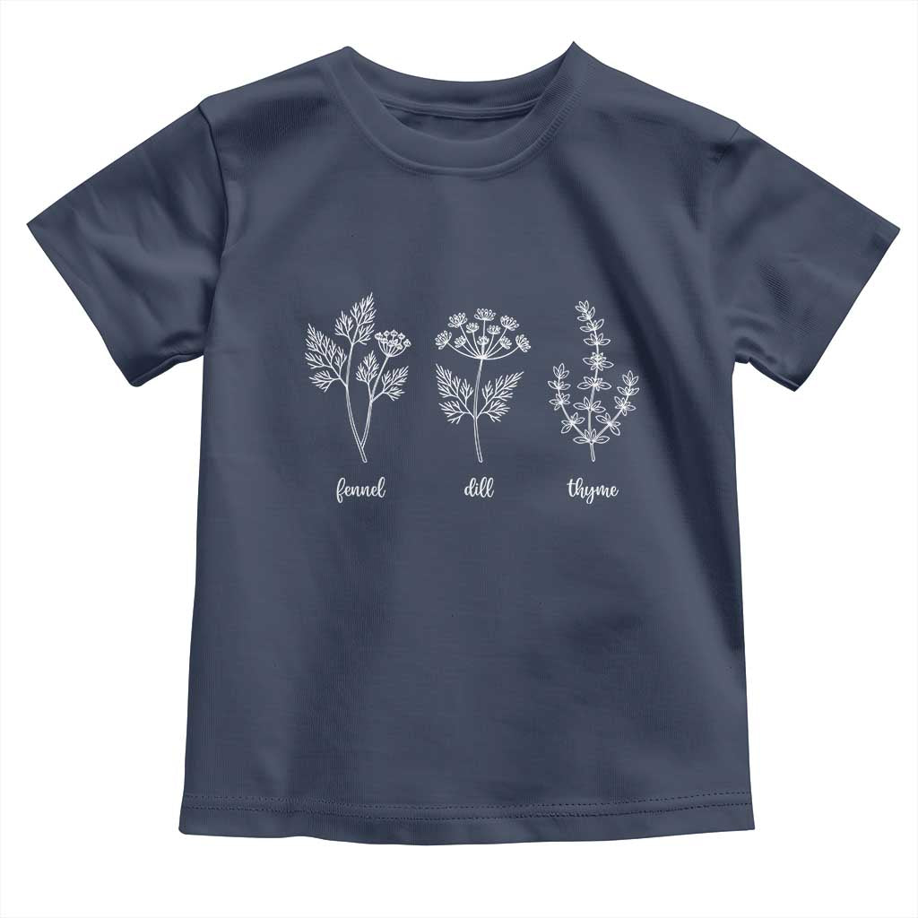 Fennel Dill Thyme Subtle FDT Toddler T Shirt Botanical Herb Line Art Political Satire TS02 Navy Print Your Wear