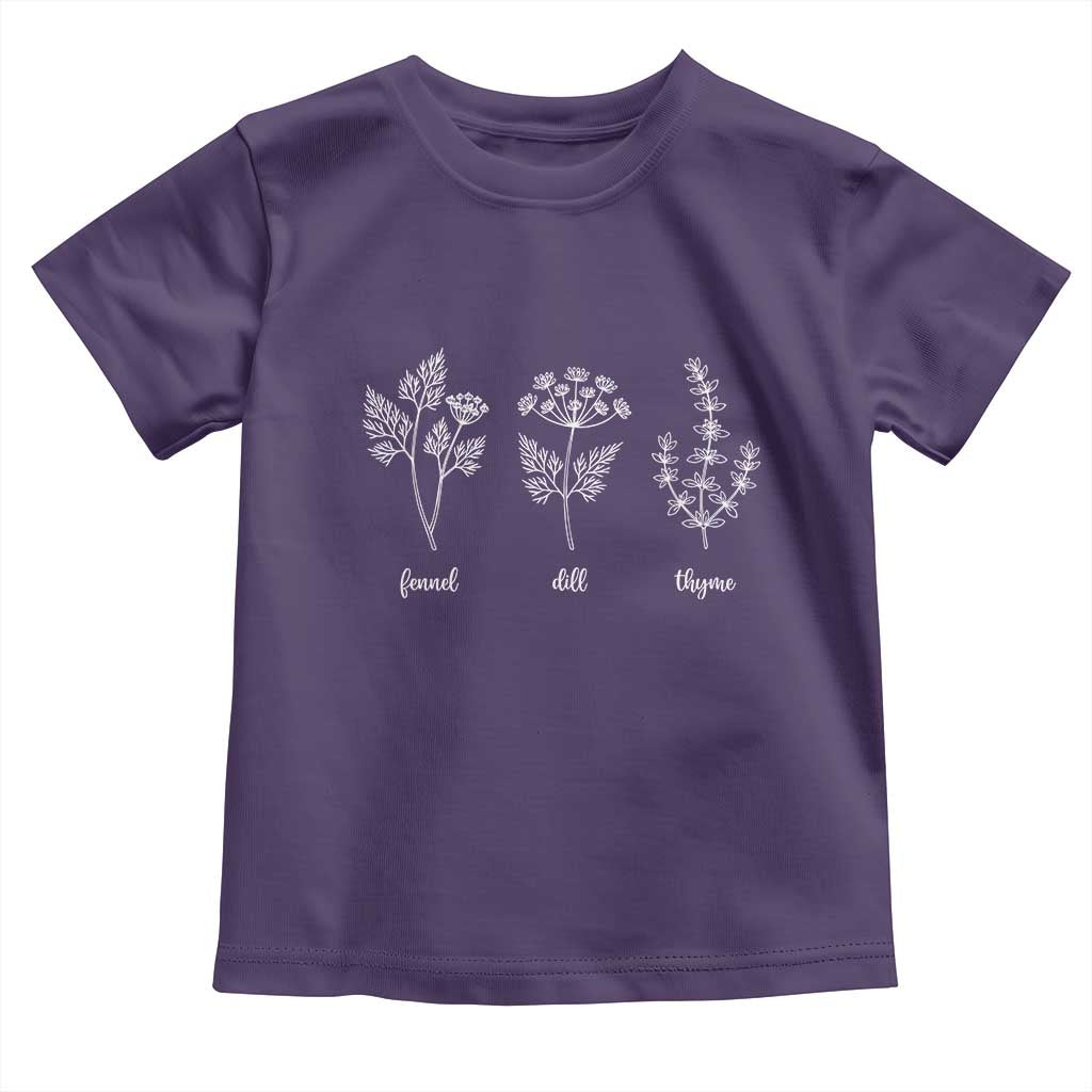 Fennel Dill Thyme Subtle FDT Toddler T Shirt Botanical Herb Line Art Political Satire TS02 Purple Print Your Wear