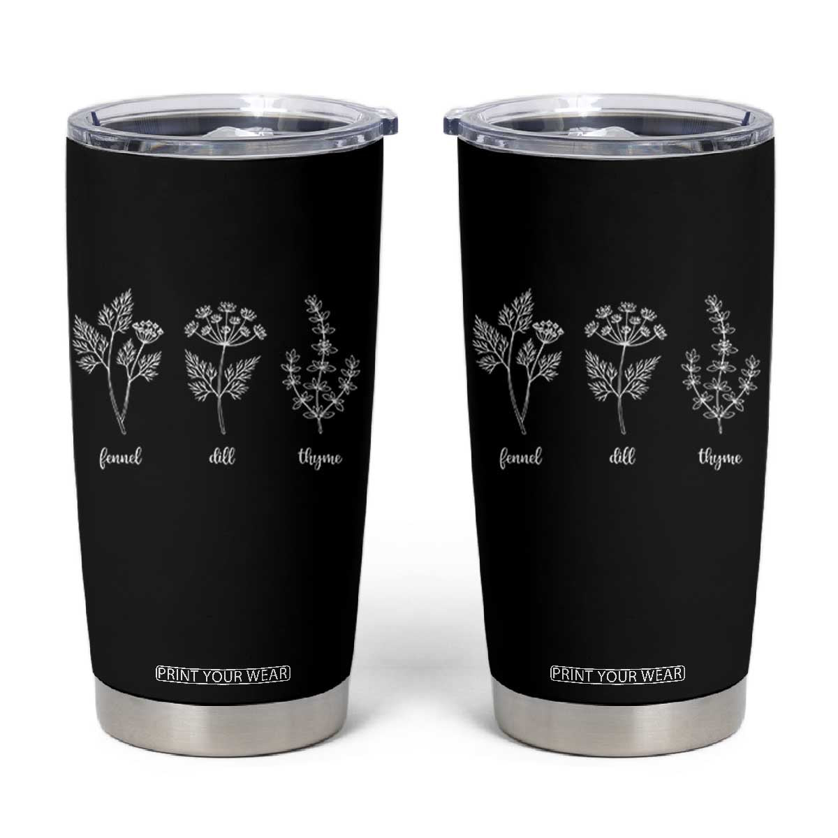 Fennel Dill Thyme Subtle FDT Tumbler Cup Botanical Herb Line Art Political Satire TS02 Black Print Your Wear