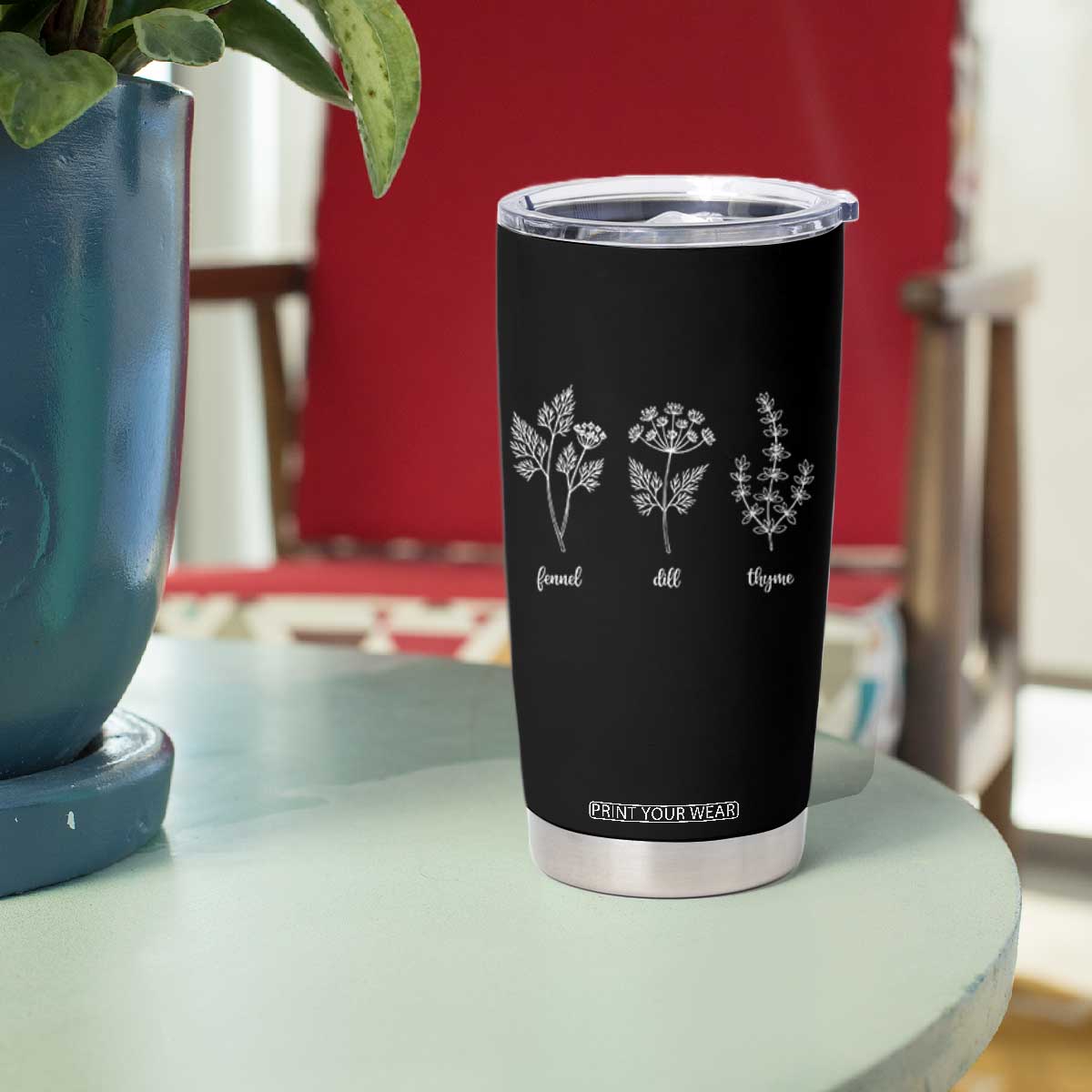 Fennel Dill Thyme Subtle FDT Tumbler Cup Botanical Herb Line Art Political Satire TS02 Print Your Wear