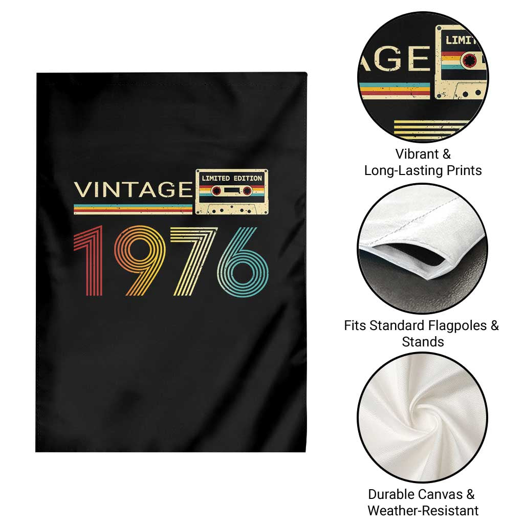 Vintage 1976 Retro Cassette Tape Graphic Garden Flag Awesome Since 1976 Birthday Gift TS02 Print Your Wear