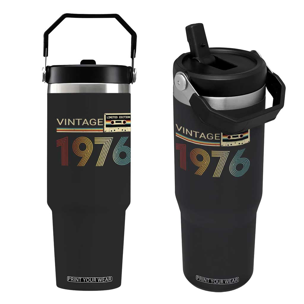 Vintage 1976 Retro Cassette Tape Graphic Flip Straw Tumbler Awesome Since 1976 Birthday Gift TS02 One Size: 30 oz Black Print Your Wear