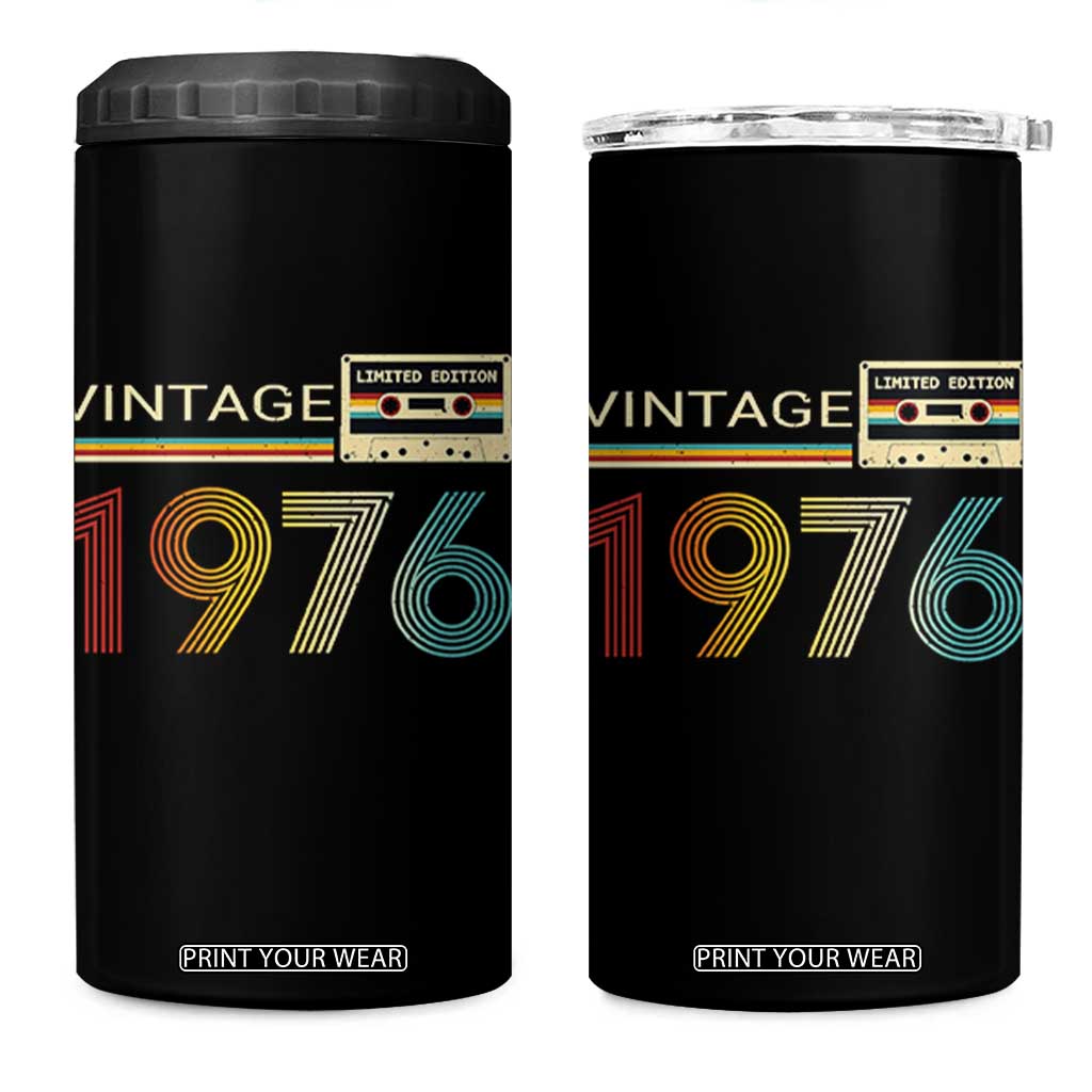 Vintage 1976 Retro Cassette Tape Graphic 4 in 1 Can Cooler Tumbler Awesome Since 1976 Birthday Gift TS02 One Size: 16 oz Black Print Your Wear