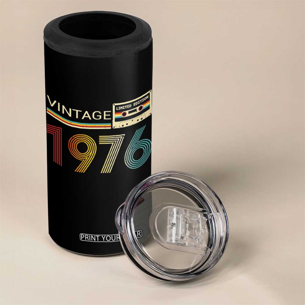 Vintage 1976 Retro Cassette Tape Graphic 4 in 1 Can Cooler Tumbler Awesome Since 1976 Birthday Gift TS02 Print Your Wear