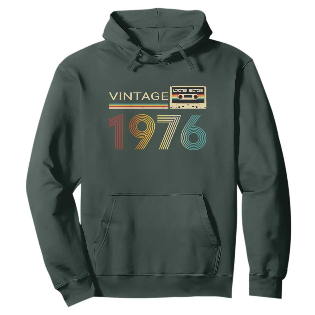 Vintage 1976 Retro Cassette Tape Graphic Hoodie Awesome Since 1976 Birthday Gift TS02 Dark Forest Green Print Your Wear