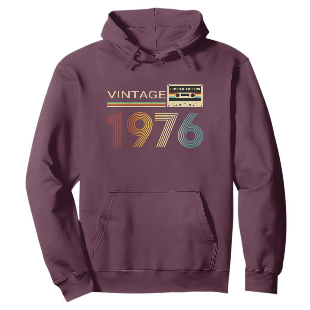 Vintage 1976 Retro Cassette Tape Graphic Hoodie Awesome Since 1976 Birthday Gift TS02 Maroon Print Your Wear