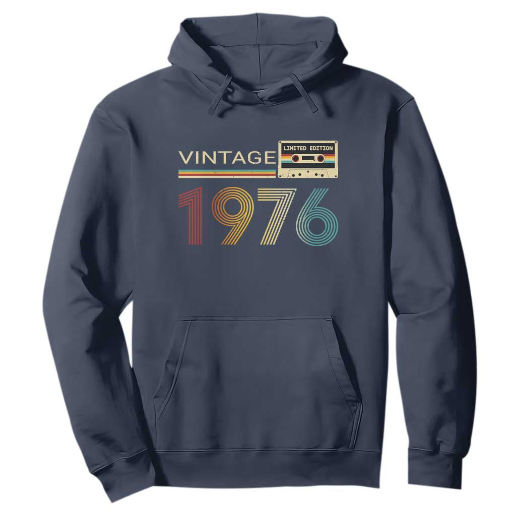 Vintage 1976 Retro Cassette Tape Graphic Hoodie Awesome Since 1976 Birthday Gift TS02 Navy Print Your Wear