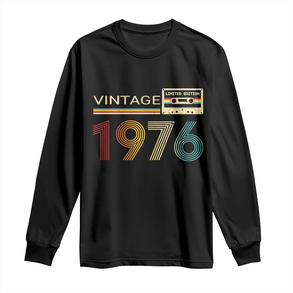 Vintage 1976 Retro Cassette Tape Graphic Long Sleeve Shirt Awesome Since 1976 Birthday Gift TS02 Black Print Your Wear