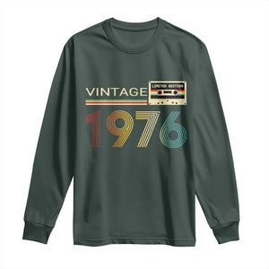 Vintage 1976 Retro Cassette Tape Graphic Long Sleeve Shirt Awesome Since 1976 Birthday Gift TS02 Dark Forest Green Print Your Wear