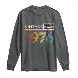 Vintage 1976 Retro Cassette Tape Graphic Long Sleeve Shirt Awesome Since 1976 Birthday Gift TS02 Dark Heather Print Your Wear