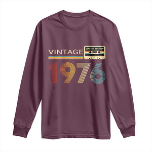 Vintage 1976 Retro Cassette Tape Graphic Long Sleeve Shirt Awesome Since 1976 Birthday Gift TS02 Maroon Print Your Wear