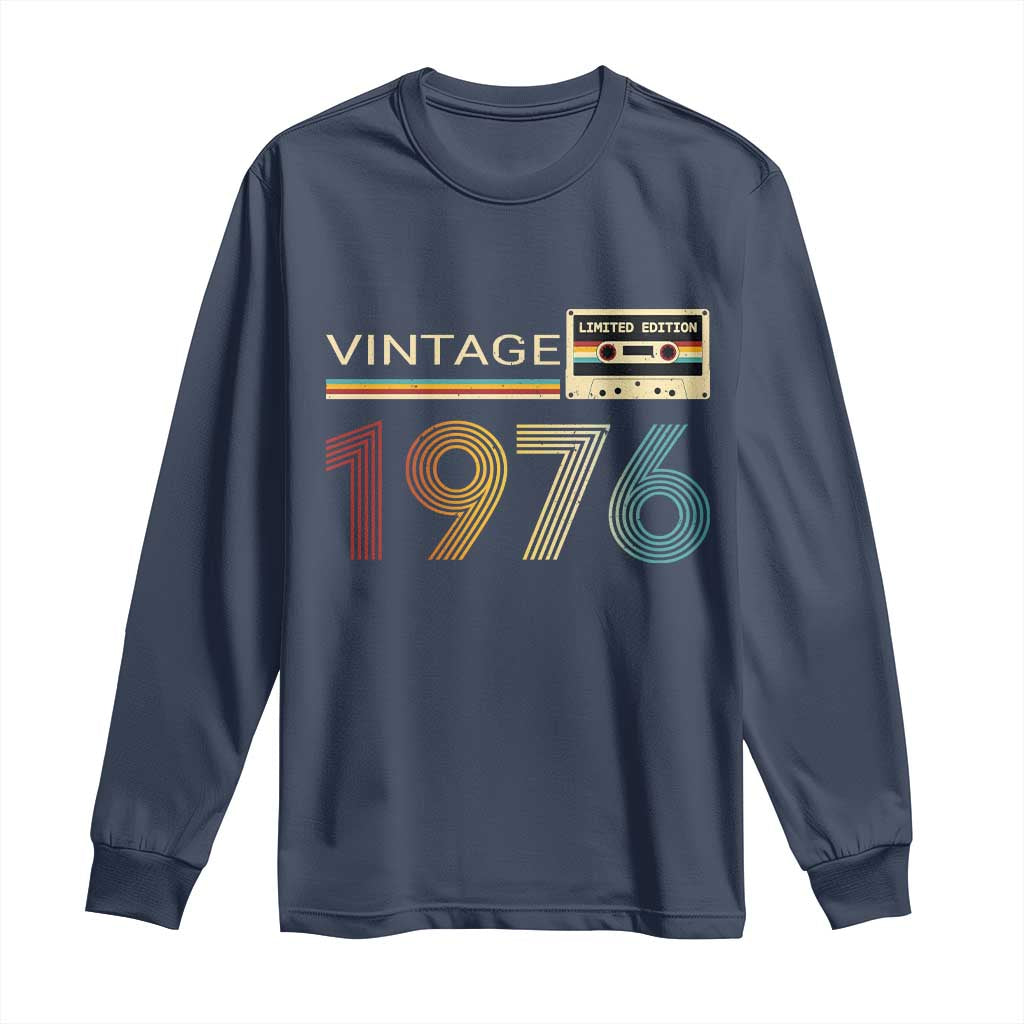 Vintage 1976 Retro Cassette Tape Graphic Long Sleeve Shirt Awesome Since 1976 Birthday Gift TS02 Navy Print Your Wear