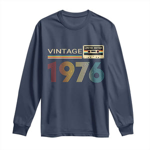Vintage 1976 Retro Cassette Tape Graphic Long Sleeve Shirt Awesome Since 1976 Birthday Gift TS02 Navy Print Your Wear