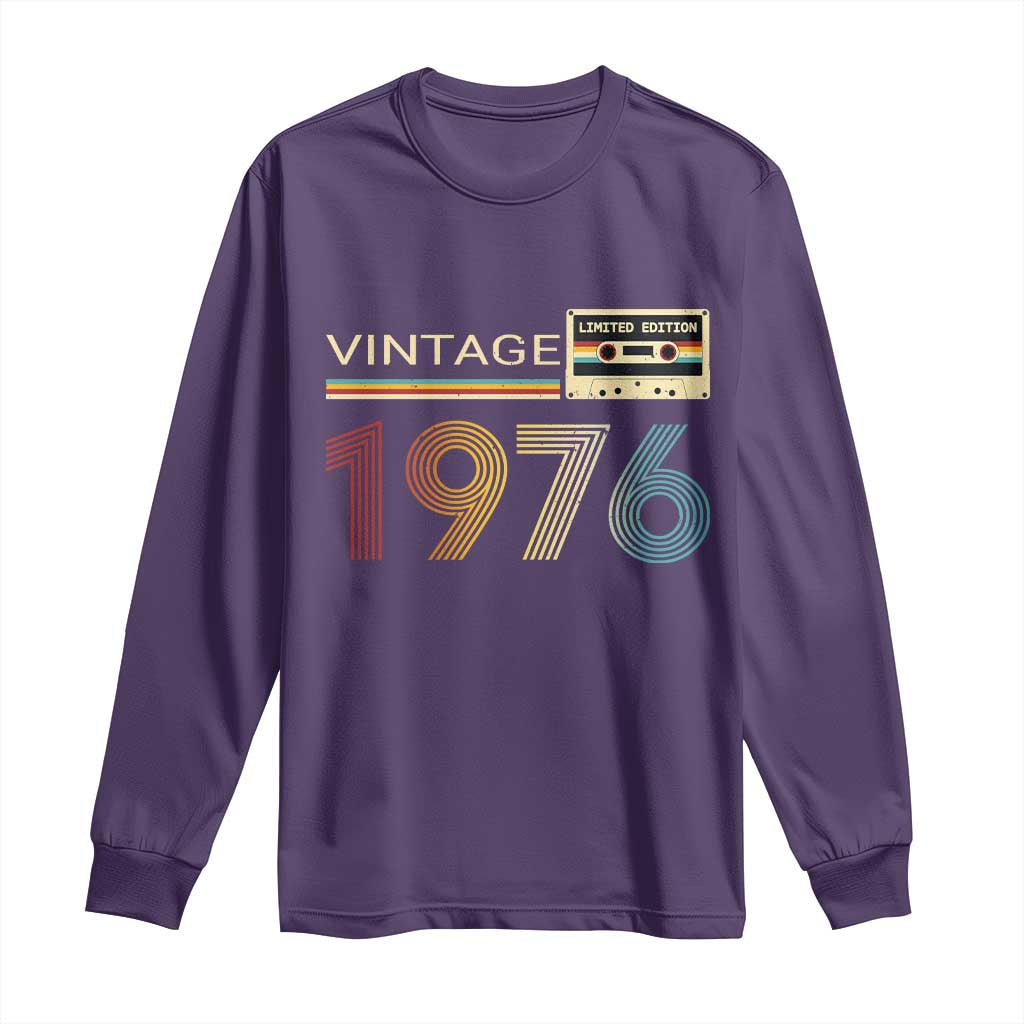 Vintage 1976 Retro Cassette Tape Graphic Long Sleeve Shirt Awesome Since 1976 Birthday Gift TS02 Purple Print Your Wear