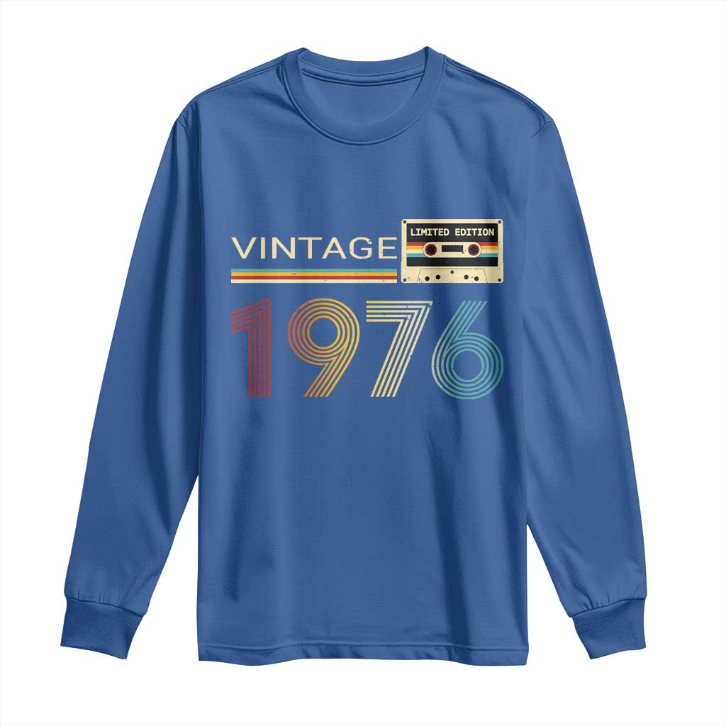 Vintage 1976 Retro Cassette Tape Graphic Long Sleeve Shirt Awesome Since 1976 Birthday Gift TS02 Royal Blue Print Your Wear