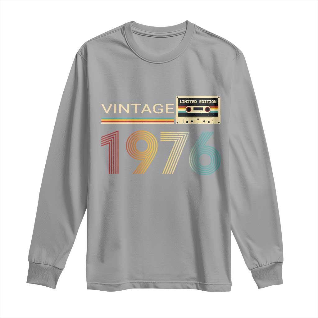 Vintage 1976 Retro Cassette Tape Graphic Long Sleeve Shirt Awesome Since 1976 Birthday Gift TS02 Sport Gray Print Your Wear