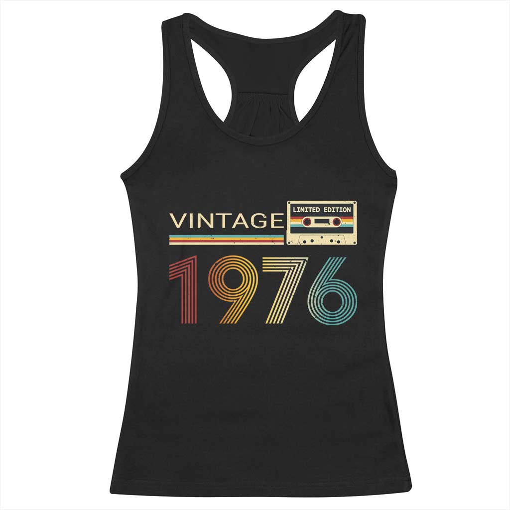 Vintage 1976 Retro Cassette Tape Graphic Racerback Tank Top Awesome Since 1976 Birthday Gift TS02 Black Print Your Wear
