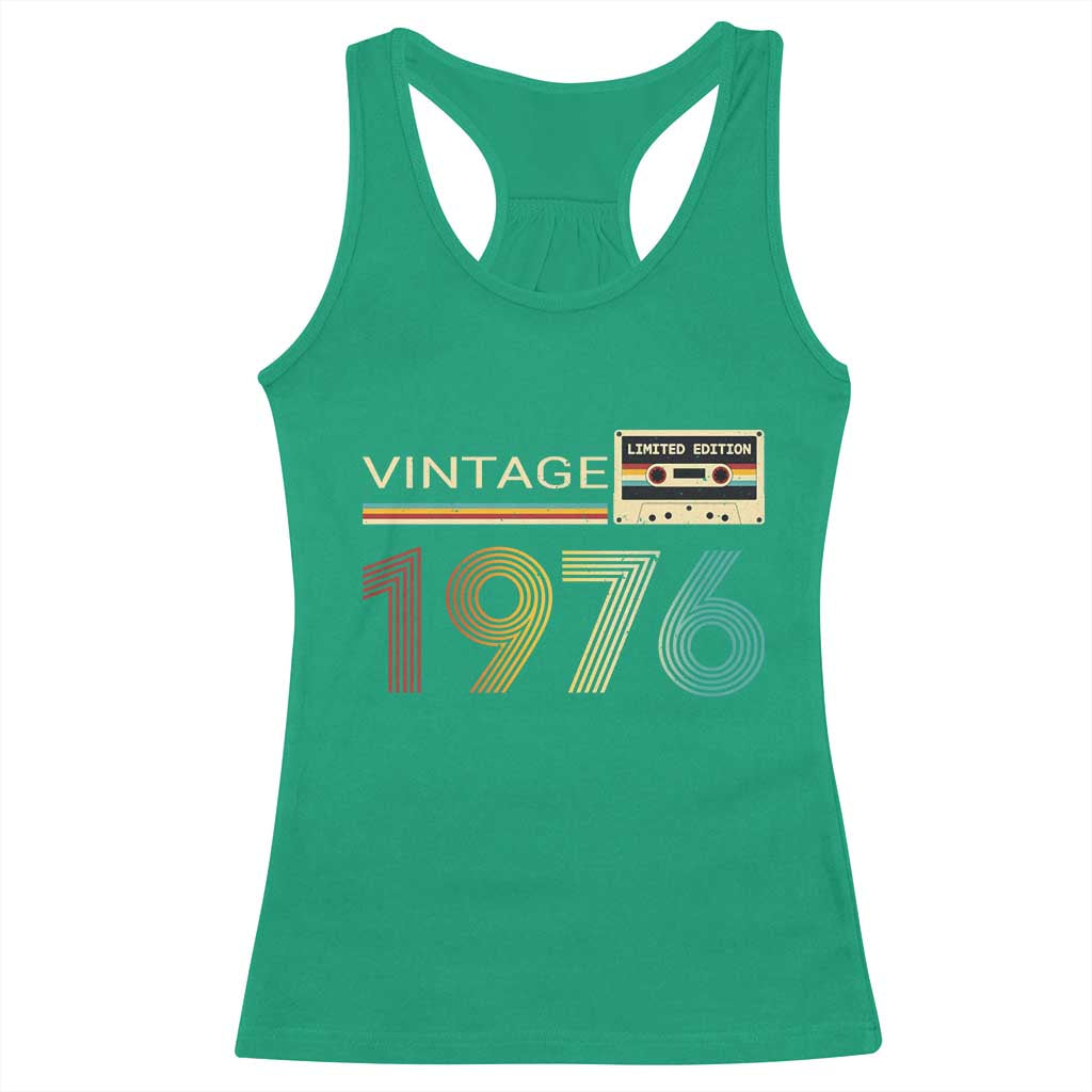 Vintage 1976 Retro Cassette Tape Graphic Racerback Tank Top Awesome Since 1976 Birthday Gift TS02 Irish Green Print Your Wear
