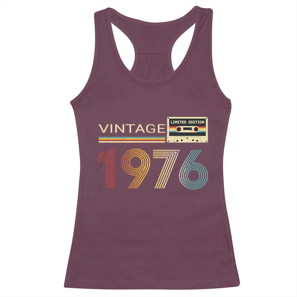 Vintage 1976 Retro Cassette Tape Graphic Racerback Tank Top Awesome Since 1976 Birthday Gift TS02 Maroon Print Your Wear
