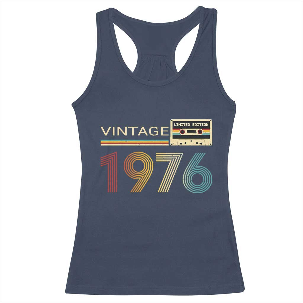 Vintage 1976 Retro Cassette Tape Graphic Racerback Tank Top Awesome Since 1976 Birthday Gift TS02 Navy Print Your Wear