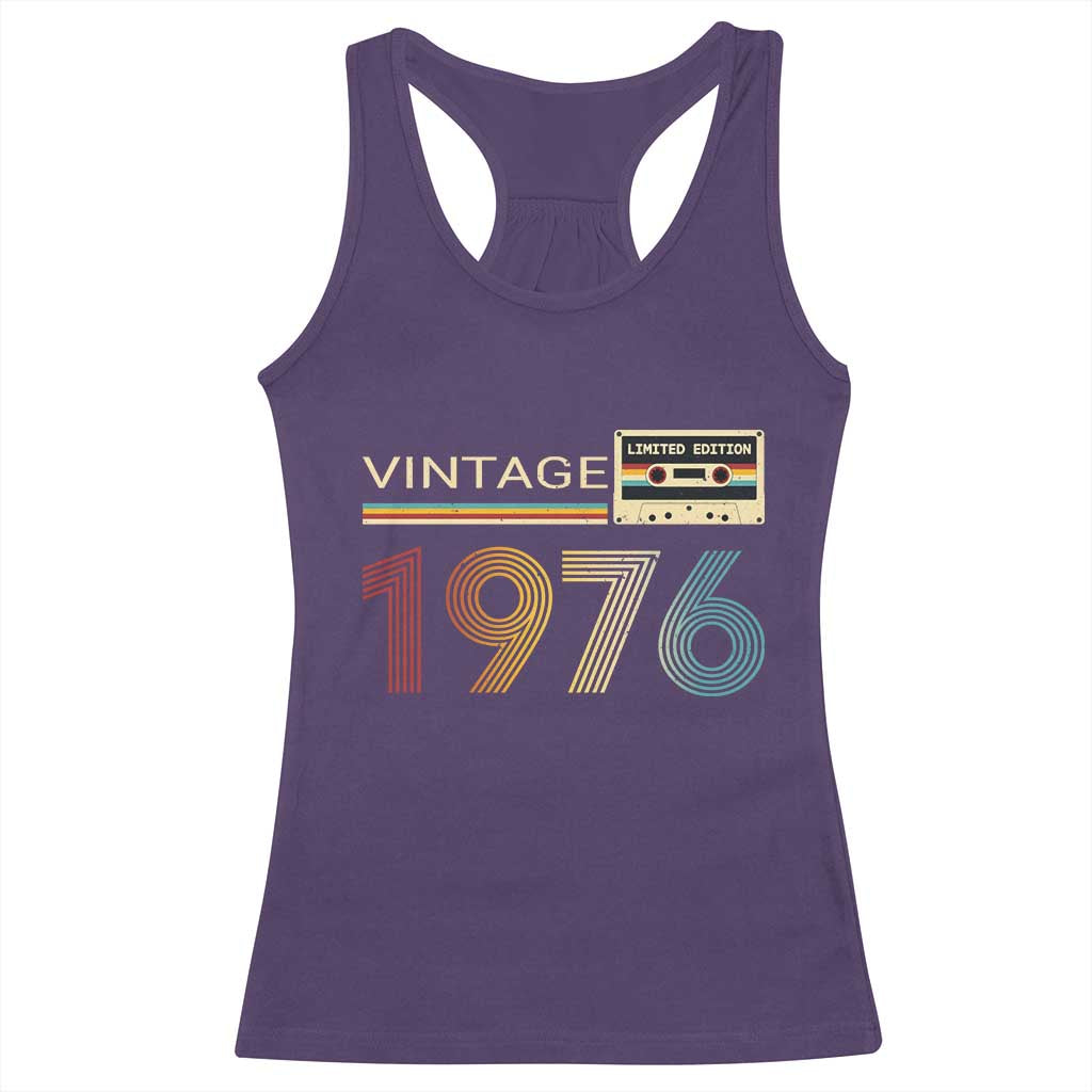 Vintage 1976 Retro Cassette Tape Graphic Racerback Tank Top Awesome Since 1976 Birthday Gift TS02 Purple Print Your Wear