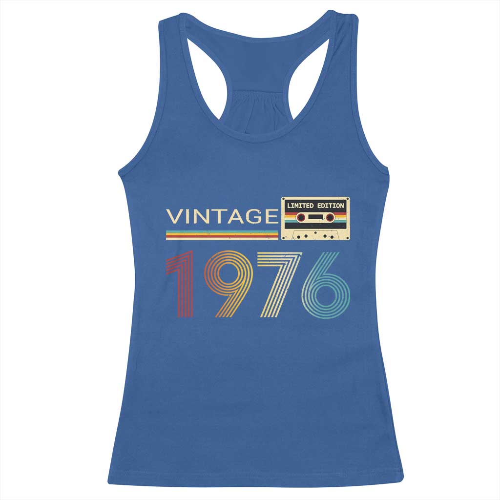 Vintage 1976 Retro Cassette Tape Graphic Racerback Tank Top Awesome Since 1976 Birthday Gift TS02 Royal Blue Print Your Wear