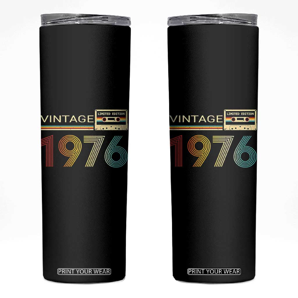 Vintage 1976 Retro Cassette Tape Graphic Skinny Tumbler Awesome Since 1976 Birthday Gift TS02 Black Print Your Wear