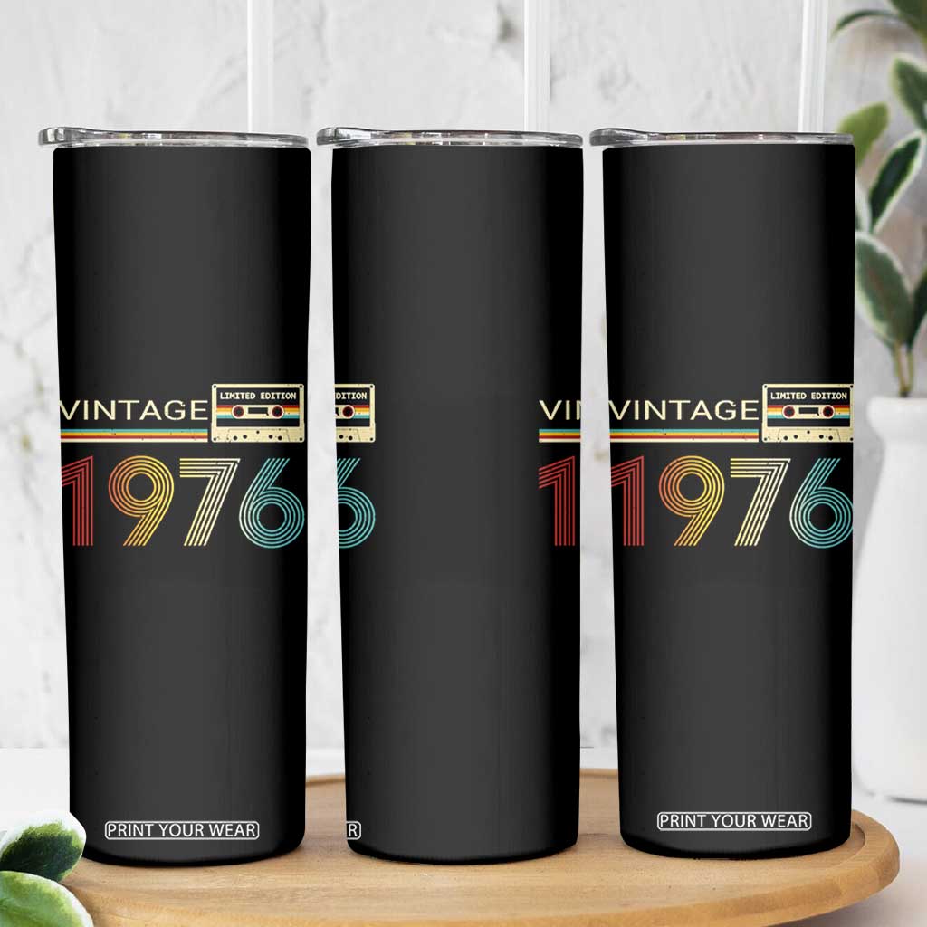 Vintage 1976 Retro Cassette Tape Graphic Skinny Tumbler Awesome Since 1976 Birthday Gift TS02 Print Your Wear