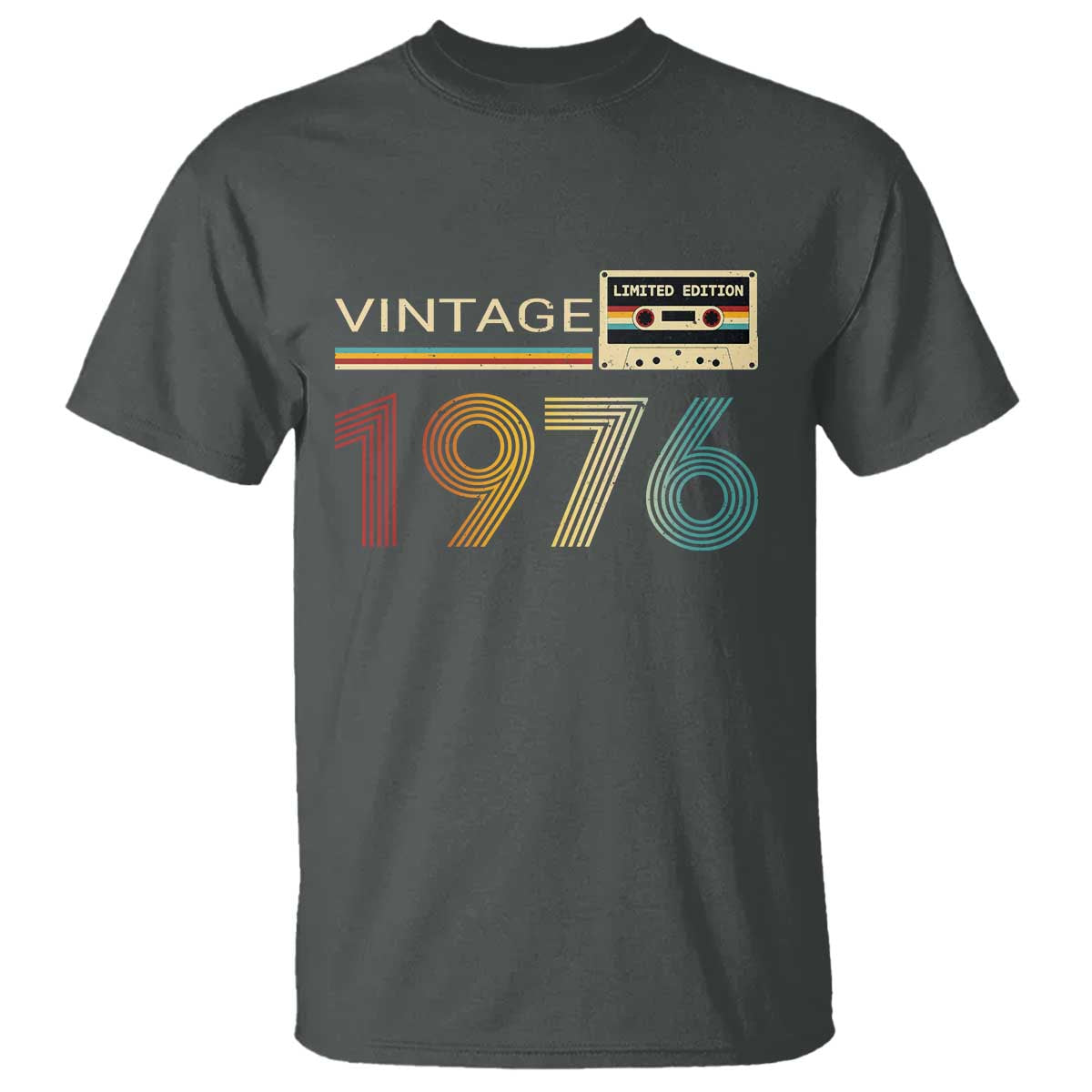 Vintage 1976 Retro Cassette Tape Graphic T Shirt Awesome Since 1976 Birthday Gift TS02 Dark Heather Print Your Wear