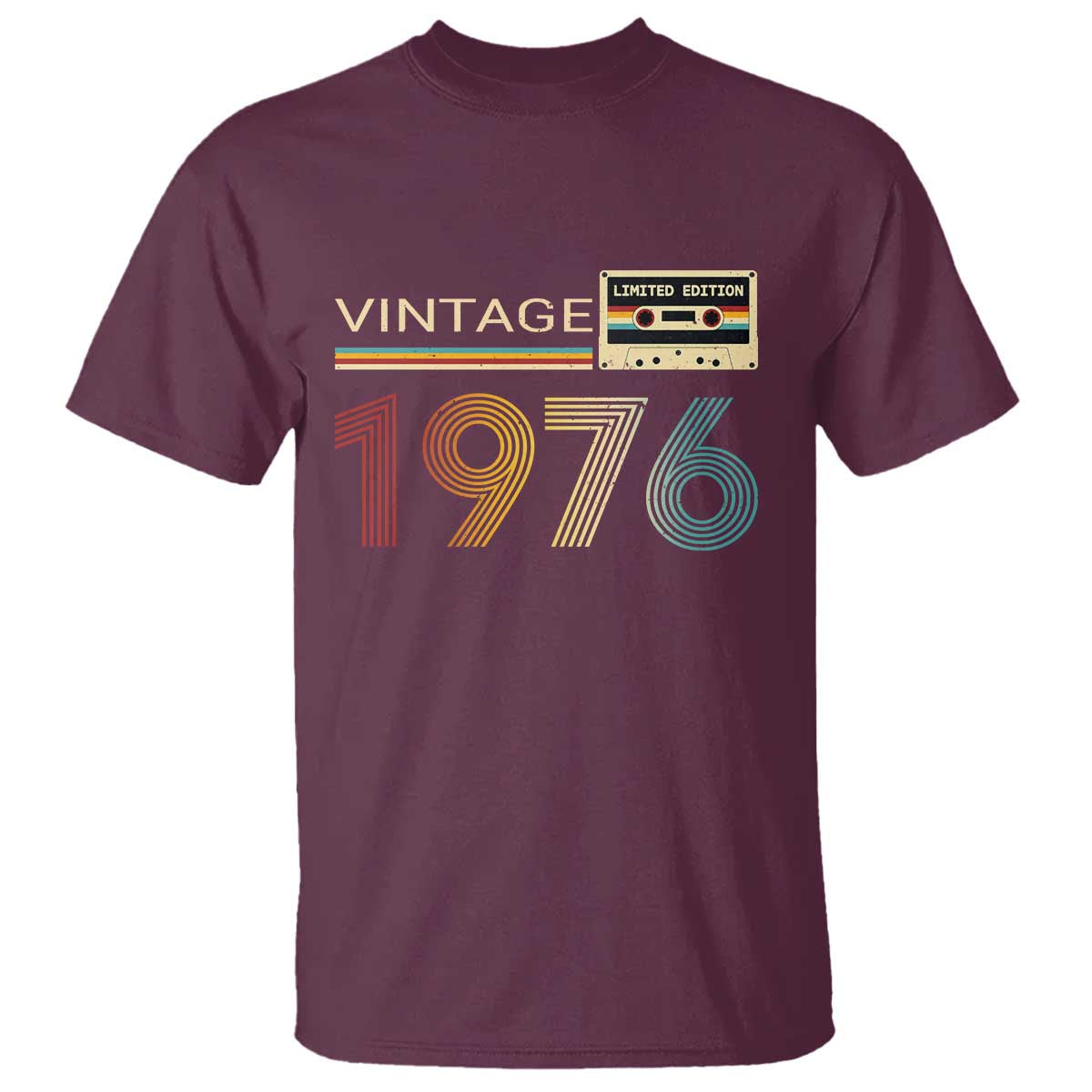 Vintage 1976 Retro Cassette Tape Graphic T Shirt Awesome Since 1976 Birthday Gift TS02 Maroon Print Your Wear