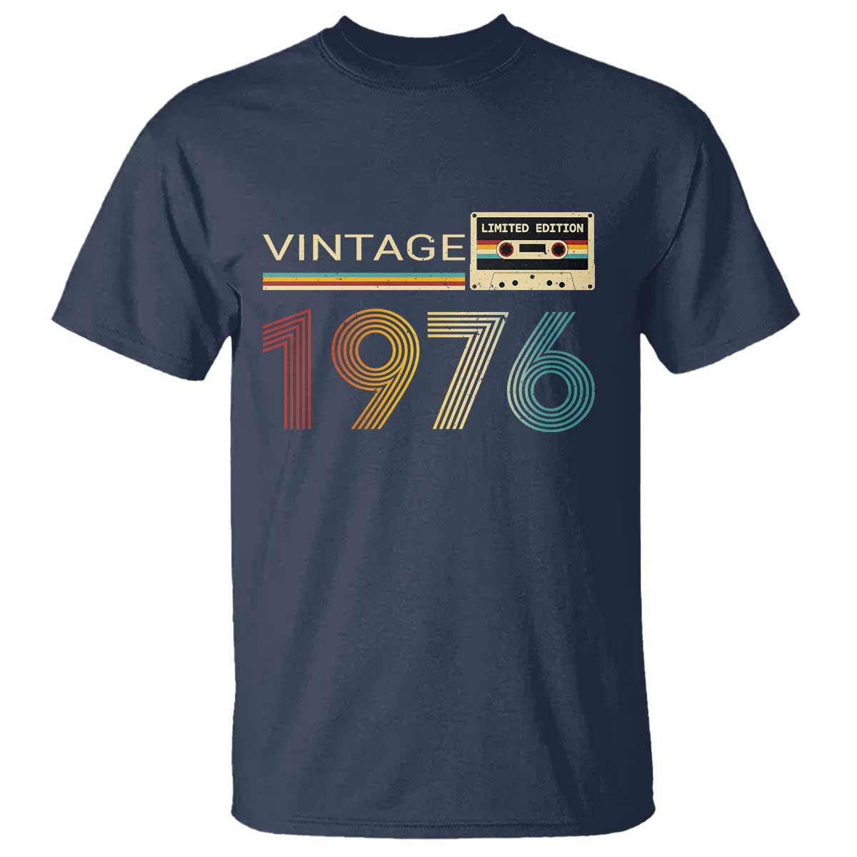 Vintage 1976 Retro Cassette Tape Graphic T Shirt Awesome Since 1976 Birthday Gift TS02 Navy Print Your Wear