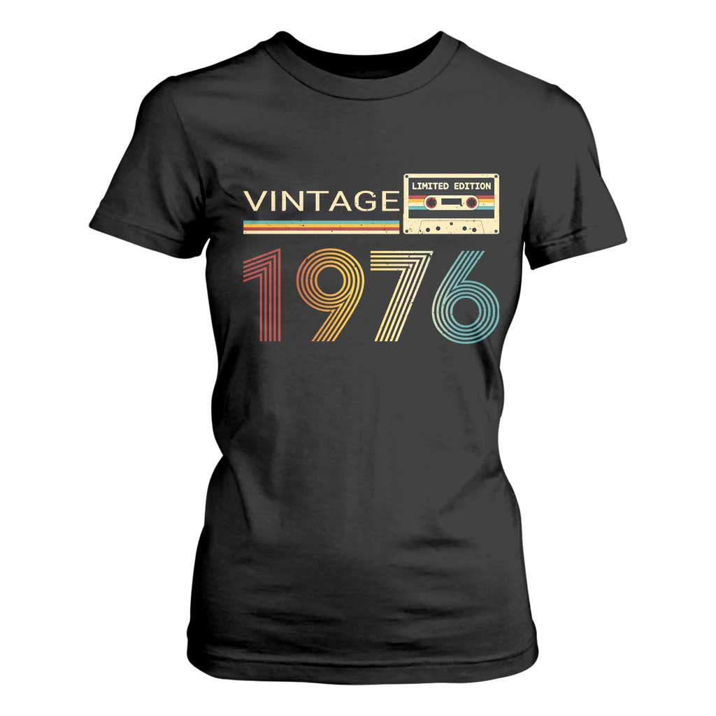 Vintage 1976 Retro Cassette Tape Graphic T Shirt For Women Awesome Since 1976 Birthday Gift TS02 Black Print Your Wear