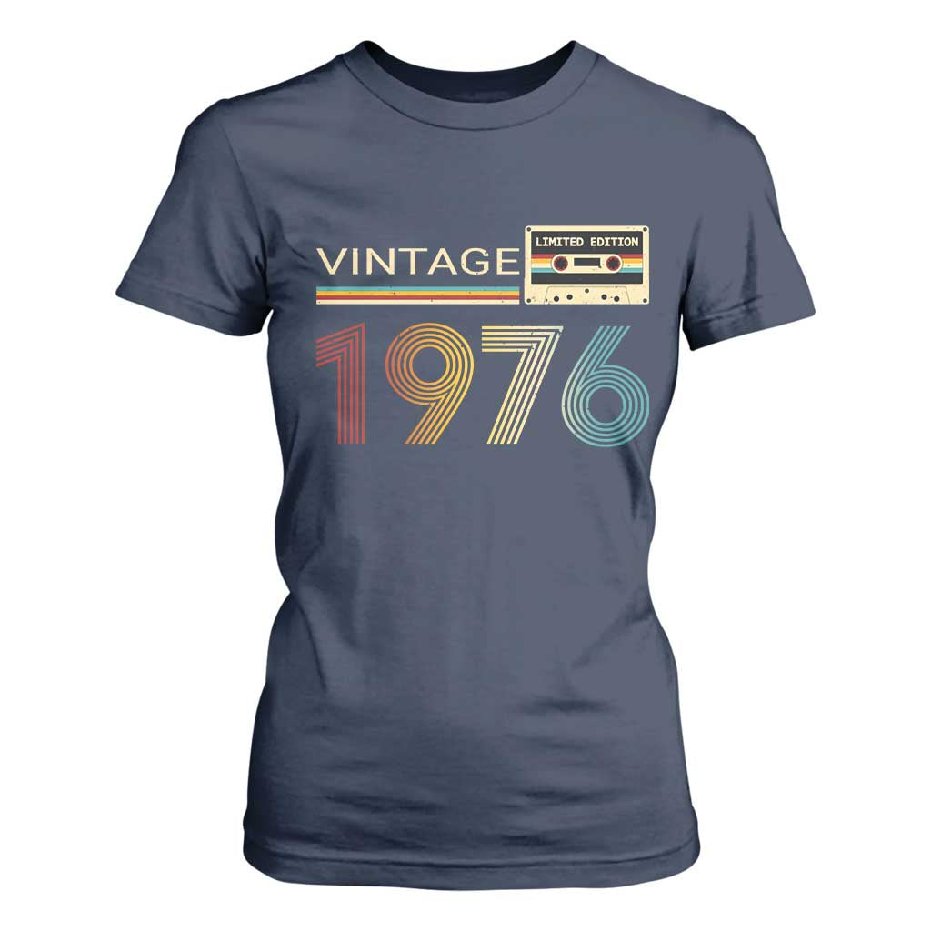 Vintage 1976 Retro Cassette Tape Graphic T Shirt For Women Awesome Since 1976 Birthday Gift TS02 Navy Print Your Wear