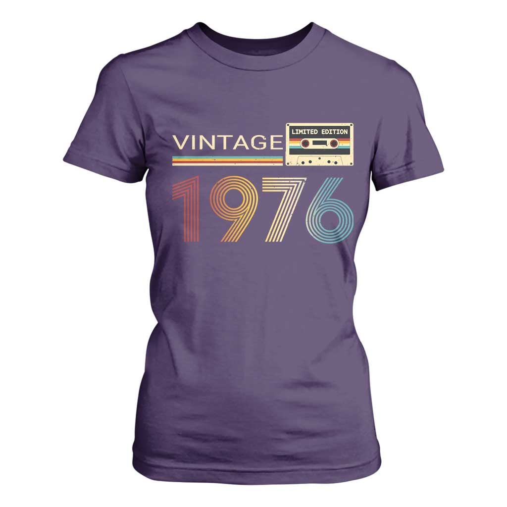 Vintage 1976 Retro Cassette Tape Graphic T Shirt For Women Awesome Since 1976 Birthday Gift TS02 Purple Print Your Wear