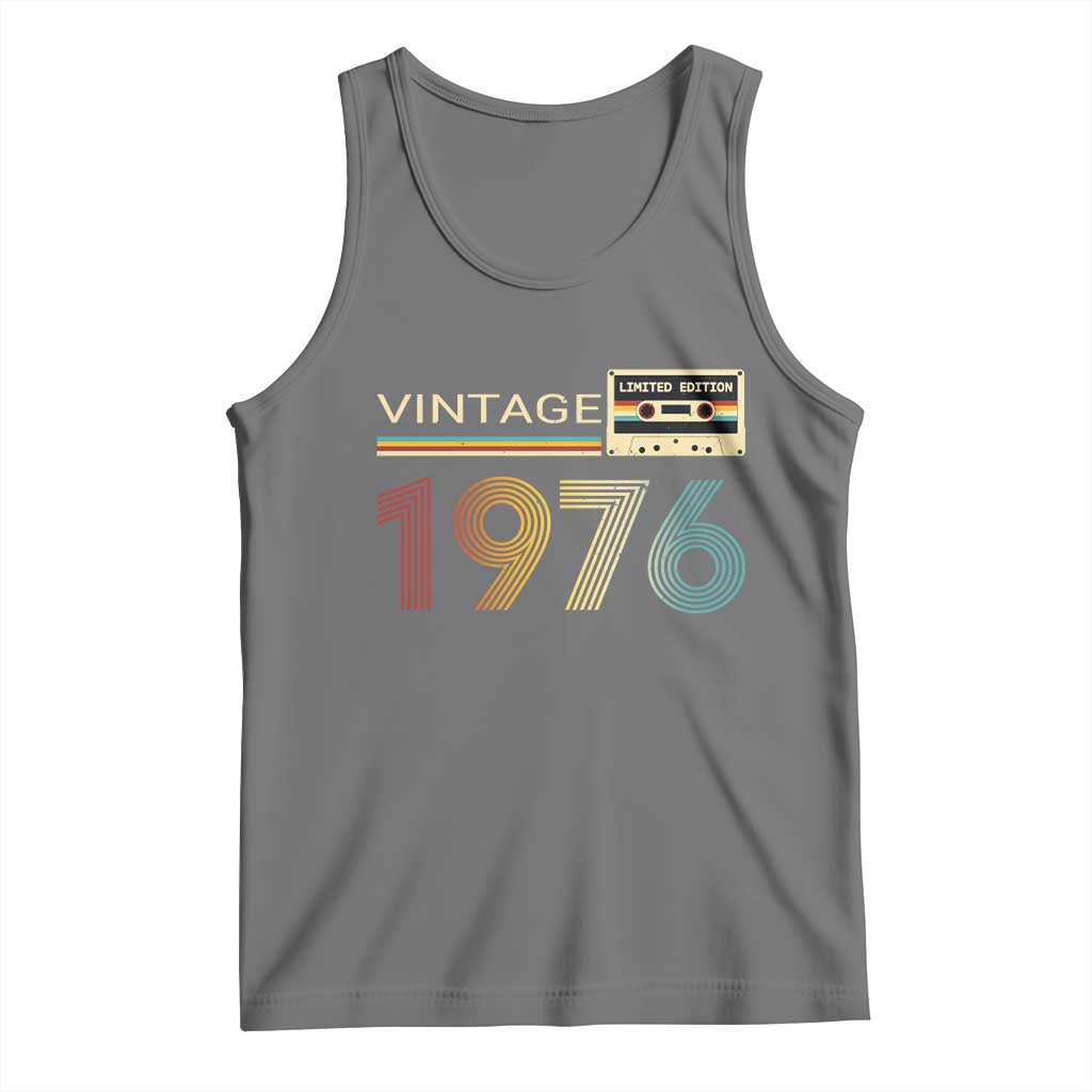 Vintage 1976 Retro Cassette Tape Graphic Tank Top Awesome Since 1976 Birthday Gift TS02 Black Heather Print Your Wear