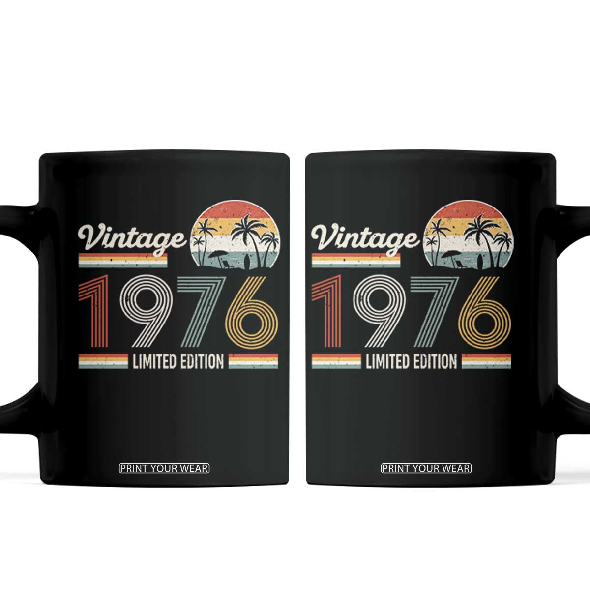 Vintage 1976 Limited Edition Coffee Mug Retro Sunset 50th Birthday Graphic