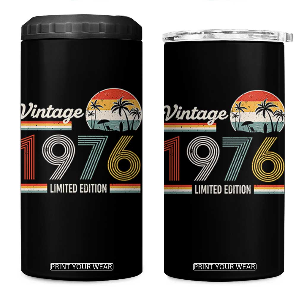 Vintage 1976 Limited Edition 4 in 1 Can Cooler Tumbler Retro Sunset 50th Birthday Graphic TS02 One Size: 16 oz Black Print Your Wear