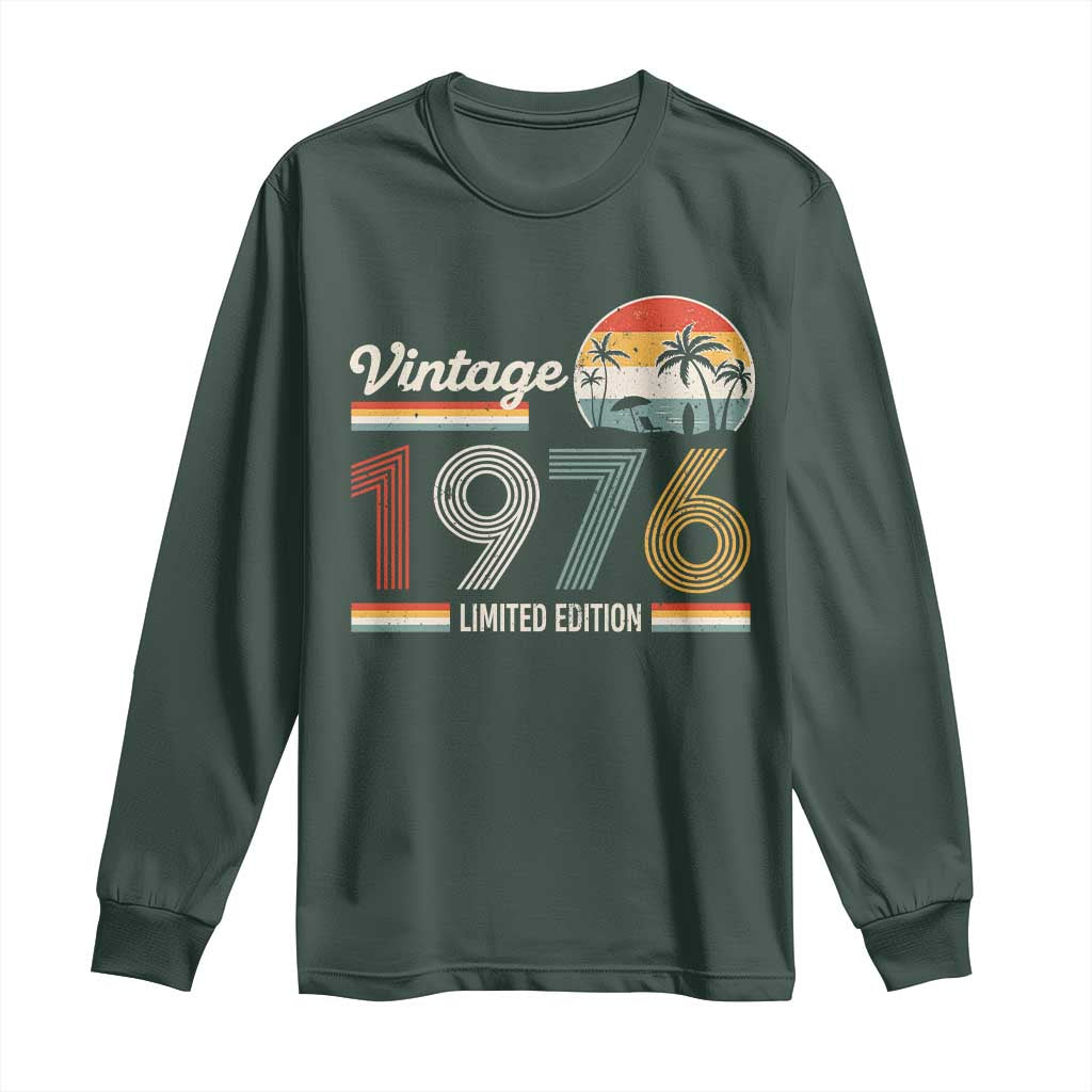 Vintage 1976 Limited Edition Long Sleeve Shirt Retro Sunset 50th Birthday Graphic TS02 Dark Forest Green Print Your Wear